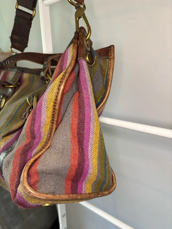 Vintage Fossil Striped Fabric Crossbody with Brown Leather Trim (set of 2) - Picture 7 of 16